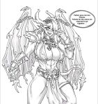  abs anthro armor barely_visible_nipples big_breasts bloodthirster blush blush_lines bone bottomwear bra bracers breasts chaos chaos_daemon clothed clothing daemon_of_khorne demon dialogue female hair horn humanoid loincloth membrane_(anatomy) membranous_wings muscular muscular_thighs nails nipples partially_clothed simple_background skull solo talking_to_viewer teeth underwear unknown_artist warhammer_(franchise) warhammer_40000 warhammer_fantasy wings 