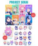  &gt;_&lt; 1other 25-ji_nightcord_de._(project_sekai) 4boys 6+girls :d :o ;d akiyama_mizuki animal_ears arms_up asahina_mafuyu azusawa_kohane black_hair blonde_hair blue_eyes blue_hair blue_streaks card_(medium) chibi closed_mouth commentary_request dog_ears green_hair grin hanasato_minori highres hinomori_shiho hinomori_shizuku holding holding_microphone hoshino_ichika_(project_sekai) kamishiro_rui kemonomimi_mode kiritani_haruka kusanagi_nene leo/need_(project_sekai) long_hair looking_at_viewer low_twintails microphone mochizuki_honami momoi_airi more_more_jump!_(project_sekai) multicolored_hair multiple_boys multiple_girls o_o one_eye_closed ootori_emu open_mouth orange_eyes orange_hair pink_eyes pink_hair pipi_(m1x_mix) project_sekai purple_hair shinonome_akito shinonome_ena shiraishi_an short_hair smile split-color_hair tenma_saki tenma_tsukasa thai_commentary twintails two-tone_hair very_short_hair vivid_bad_squad_(project_sekai) wonderlands_x_showtime_(project_sekai) xd yoisaki_kanade 