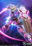  artist_request battle blue_eyes company_name copyright_name copyright_notice energy_field energy_sword exposed_internal_machinery glowing glowing_eyes gundam gundam_card_game gundam_unicorn holding holding_sword holding_weapon logo machinery mecha mecha_focus mobile_suit nebula no_humans official_art realistic robot scene_reference science_fiction shield space star_(sky) sunrise_(company) sword title unicorn_gundam v-fin weapon zero_gravity 