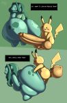 2025 absurd_res anal bestiality big_penis bulbasaur dialogue_box duo feral generation_1_pokemon genitals hi_res huge_penis humanoid humanoid_on_feral hyper hyper_genitalia hyper_penis male male/male nintendo orangejuicemann penis pikachu pokemon pokemon_(species) pokemon_mystery_dungeon small_but_hung spike_chunsoft tagme tongue tongue_out