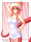  1girl absurdres arm_up artist_name blacksaikou blush border breasts closed_mouth commentary cowboy_shot english_commentary fingernails hair_between_eyes hair_bun hair_ornament hair_up hairclip hand_on_own_hip highres lamia large_breasts long_hair looking_at_viewer miia_(monster_musume) monster_girl monster_musume_no_iru_nichijou naked_towel outside_border pink_background pink_hair pointy_ears redrawn scales short_hair_with_long_locks sidelocks single_hair_bun slit_pupils smile solo towel towel_on_head white_border yellow_eyes 
