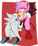 absurd_res amy_rose anus areola ball_suck bodily_fluids breasts butt clothing crossgender cum cum_in_ass cum_inside eulipotyphlan fan_character female female_penetrated genital_fluids genitals gloves gloves_only green_eyes grey_body group group_sex hair handwear handwear_only hedgehog hi_res icydirtball male male/female male_penetrating male_penetrating_female mammal mostly_nude mtf_crossgender multicolored_body nipples nude oral penetration pink_hair sega sex silver_the_hedgehog sonic_the_hedgehog_(series) sucking tan_body threesome trio two_tone_body vulva