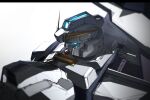 advance_of_zeta blue_eyes commentary from_side glowing glowing_eye gundam gundam_tr-1_hazel highres mecha mecha_focus mobile_suit no_humans raruru robot science_fiction simple_background sketch solo upper_body v-fin white_background 