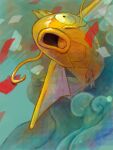  alternate_color aqua_background color_contrast commentary commentary_request confetti d&amp;p magikarp no_humans oekaki open_mouth partial_commentary pokemon pokemon_(creature) pokemon_focus shiny_pokemon solo waves 