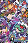  5girls aile_(mega_man_zx) armor ashe_(mega_man) atlas_(mega_man) blonde_hair blue_eyes blue_hair blush brown_hair cover cover_page forehead_jewel girouette_(mega_man) green_eyes green_hair group_picture hat helmet highres jacket keenbiscuit long_hair mega_man_(series) mega_man_zx mega_man_zx_advent model_f_(mega_man) model_p_(mega_man) model_x_(mega_man) model_z_(mega_man) multicolored_hair multiple_girls official_art orange_hair orange_jacket pandora_(mega_man) pink_hat prairie_(mega_man) prometheus_(mega_man) red_eyes salute second-party_source shako_cap short_hair two-finger_salute two-tone_hair udon_entertainment vent_(mega_man) white_armor white_helmet 