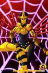  absurdres arthropod_girl arthropod_limbs beast_wars blackarachnia breasts goukikabuto hasbro highres humanoid_robot insignia large_breasts metal_skin predacon robot robot_girl silk spider_girl spider_web transformers watermark yellow_lips 