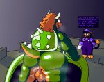 amber_(felineflustered) anthro backsack balls belly big_balls big_belly big_butt bowser bowser_day butt button_(fastener) castle cellulite claws clothing clown_copter demon dialogue domestic_cat duo felid feline felineflustered felis genitals gloves gynomorph handwear hat headgear headwear horn huge_balls huge_butt intersex koopa long_sleeve_shirt male mammal mario_bros musclegut muscular muscular_male musk musk_clouds musky_armpit musky_balls musky_butt nintendo onomatopoeia overalls rear_view scalie shell slightly_chubby slightly_chubby_gynomorph slightly_chubby_intersex sound_effects spiked_shell spiked_tail spikes spikes_(anatomy) super_mario_world tail text thick_arms thick_thighs throbbing throbbing_balls trans_(lore) trans_woman_(lore) vein veiny_balls