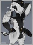 absurd_res accessory adixcus_(character) animal_humanoid anthro arm_tattoo black_body black_fur bovid bovid_humanoid bovine bovine_humanoid caprine chest_tattoo chin_piercing cock_ring collar ear_piercing ear_ring facial_piercing fur furgonomics furry-specific_piercing genital_piercing genitals hair hair_over_eyes hand_tattoo hi_res horn horn_jewelry horn_ring humanoid jewelry male mammal mammal_humanoid muscular muscular_anthro muscular_male muzzle_piercing nipple_piercing nipples nose_piercing penis penis_accessory penis_jewelry penis_piercing piercing ring_(jewelry) ring_piercing sheep solo tattoo white_body white_fur