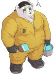  2022 absurd_res anthro belly big_belly black_nose blue_eyes blush bottomwear clothed clothing fur hi_res humanoid_hands kemono male mammal overweight overweight_male pants polar_bear sakisukem simple_background solo ursid ursine white_background white_body white_fur 