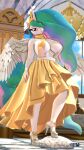  3d_(artwork) anthro anthrofied anthroponiessfm big_breasts breasts clothing digital_media_(artwork) dress equid equine female friendship_is_magic hi_res high_heels horn mammal my_little_pony princess_celestia_(mlp) solo winged_unicorn wings 