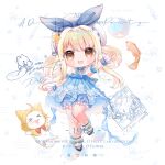  >_< 1girl ahoge animal aqua_bow artist_request back_bow bare_shoulders beads beret blonde_hair bloomers blue_bloomers blue_bow blue_bowtie blue_brooch blue_choker blue_dress blue_shoes blue_sleeves blue_wrist_cuffs blunt_bangs blush_stickers bow bow_choker bowtie brooch brown_eyes bubble bubble_print bubbly_voyage_(infinity_nikki) buttons cat chibi chinese_commentary choker cloak clothed_animal collared_dress commentary_request commission detached_sleeves dress ear_covers eyelashes fish footwear_bow frilled_bloomers frilled_choker frilled_dress frilled_sleeves frilled_socks frilled_wrist_cuffs frills hair_ornament hair_rings hairclip happy hat hat_bow hat_ornament highres hood hood_up hooded_cloak infinity_nikki jewelry leg_up mary_janes momo_(nikki) navel nikki_(series) open_mouth outstretched_arm pleated_dress print_dress rabbit_hair_ornament red_bow red_bowtie sample_watermark second-party_source shoes short_dress short_hair_with_long_locks short_sleeves simple_background smile socks star_(symbol) star_hat_ornament strapless strapless_dress striped_clothes striped_dress tareme teeth too_many_watermarks traditional_bowtie upper_teeth_only vertical-striped_clothes vertical-striped_dress watermark waving whiskers white_background white_cat white_hat white_socks wrist_cuffs yellow_cloak 