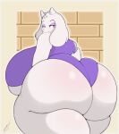  anthro big_breasts big_butt bovid breasts butt caprine eyelashes female goat horn huge_breasts huge_butt hyper hyper_breasts looking_back mammal solo swolptr thick_thighs toriel undertale_(series) 