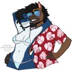  2022 alpha_channel anthro bikini black_hair breasts clothed clothing digital_media_(artwork) duo equid equine eyewear female fish glasses hair hi_res horse kittydee looking_at_viewer mammal marine midriff navel non-mammal_breasts shark simple_background smile swimwear transparent_background 