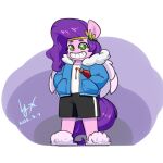  anthro anthrofied bottomwear clothing cosplay crown equid equine eyelashes female food green_eyes hair hand_in_pocket hasbro jacket ketchup looking_at_viewer mammal mlp_g5 my_little_pony my_little_pony:_tell_your_tale ninebuttom pegasus pink_body pipp_petals_(mlp) pockets purple_hair sans_(undertale) shorts signature slippers smile topwear undertale undertale_(series) video_games wings 