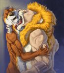  absurd_res anthro claws duo fangs felid hi_res lion lutrine male male/male mammal mane mustelid neck_licking pantherine romanotter tattoo tongue ven_(lion) vera-panthera 