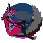 absurd_res anthro blue_eyes c0zm0comedy fur fur_markings globe hair hi_res jex male markings pink_body pink_fur pink_hair rexouium solo united_states_of_america