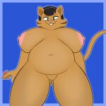  1:1 anthro belly big_breasts black_hair breasts condom domestic_cat felid feline felis female first_person_view genitals green_eyes hair hi_res huge_breasts looking_at_viewer low-angle_view mammal mature_anthro mature_female mrs._katswell nickelodeon nipples nude overweight overweight_anthro pussy sexual_barrier_device simple_background sleepingpowder smile solo t.u.f.f._puppy wide_hips 