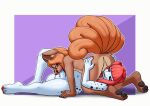  69_position all_fours anthro balls brown_body brown_fur duo fan_character fur gefauz genitals hair male nintendo oral oral_penetration penetration penis pok&eacute;mon pok&eacute;mon_(species) raised_tail red_hair sex video_games vulpix white_body white_fur 