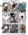  4boys 4girls ^_^ arthropod_boy arthropod_girl ballow_(hollow_knight) black_eyes border cape character_request closed_eyes commentary_request garmond_(hollow_knight) grimm_(hollow_knight) hat highres hollow_knight hollow_knight:_silksong korean_commentary lace_(hollow_knight) multiple_boys multiple_drawing_challenge multiple_girls outside_border p_0p pin_(hollow_knight) pinstress_(hollow_knight) radiance_(hollow_knight) red_eyes shakra_(hollow_knight) sherma_(hollow_knight) standing white_border zaza_(hollow_knight) 