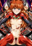  breasts breasts_apart highres jpeg_artifacts long_hair medium_breasts neon_genesis_evangelion plugsuit pubic_hair pussy pussy_juice solo souryuu_asuka_langley spread_legs tearing_clothes torn_clothes uncensored urushihara_satoshi 