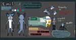 2018 anthro black_bottomwear black_clothing black_hoodie black_pants black_topwear blue_body blue_border blue_fur blue_inner_ear blue_tail border bottomwear canid canine canis character_name clothed clothed_anthro clothed_male clothing color_swatch coyote demensa digital_media_(artwork) emil_(demensa) english_description english_text expressionless fully_clothed fully_clothed_anthro fully_clothed_male fur grey_background grey_clothing grey_shirt grey_topwear hi_res hoodie male mammal model_sheet nude_anthro nude_male pants paws pixel_(artwork) shirt simple_background smile solo tail text topwear white_body white_fur