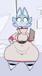  2022 2d_animation :3 animated anthro belly blue_body blue_fur bottom_heavy bouncing_breasts bouncing_butt breasts butt catrobis clothed clothing digital_media_(artwork) eyelashes felid female fur hi_res huge_hips huge_thighs hyper_hips looking_at_viewer loop maddeku mammal microphone overweight overweight_female shaking_butt smile solo thick_thighs wide_hips x-38_(maddeku) 