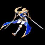  1girl animal_ears arpiel blonde_hair bride cecil_(arpiel) glasses green_eyes horns long_hair non-web_source official_art open_mouth scissors sheep_ears sheep_girl sheep_horns very_long_hair 