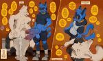 absurd_res after_sex anon anthro anthro_anon anus balls bathroom before_and_after big_balls big_penis biped black_body black_ear_tips black_fur black_nose blue_body blue_fur blush bodily_fluids bottomwear butt canid canine clothed clothed_sex clothing comic cum cum_from_ass cum_in_ass cum_inside dialogue digital_media_(artwork) dipstick_ears directional_arrow duo ear_markings english_text erection excessive_cum excessive_genital_fluids facial_markings footwear fur generation_4_pokemon genital_fluids genitals glans head_markings hi_res holding_butt humanoid_genitalia humanoid_penis kaai_(kakhao) kakhao leaking_cum male male/male mammal markings messy multicolored_body multicolored_ears muscular muscular_anthro muscular_male nike nintendo nipples onomatopoeia open_mouth partially_clothed pecs penis pokemon pokemon_(species) profanity public_restroom pulling_up_pants raised_tail red_eyes requesting restroom_stall riolu sex sex_request sharp_teeth shirt shoes shoes_on shorts simple_background sitting size_difference small_dom_big_sub small_top_big_bottom smile socks sound_effects speech_bubble standing sweat sweatdrop t-shirt tail tail_motion tailwag tank_top teeth text toilet toilet_paper topwear vein veiny_penis white_body white_fur
