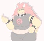  absurd_res anthro big_breasts bowser breasts chillyspicky clothing crossgender female hi_res koopa mario_bros mtf_crossgender nintendo scalie shirt sketch solo t-shirt thick_thighs topwear video_games 