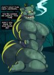2025 absurd_res animatronic anthro bear beetleartz big_butt big_muscles big_pecs black_clothing black_hat black_headwear black_nose butt clothing dreadbear_(fnaf) english_description english_text exclamation_point five_nights_at_freddy&#039;s green_body hat hat_only headgear headgear_only headwear headwear_only hi_res kneeling machine male mammal mostly_nude muscular muscular_anthro muscular_male nipples pecs robot scottgames side_view solo speech_bubble stitch_(sewing) text thick_thighs top_hat yellow_eyes