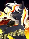  abstract_background absurd_res bodily_fluids buvanybu crying cutie_mark equid equine fallout_equestria female feral hi_res horn mammal microphone musical_note my_little_pony open_mouth singing solo tears tears_of_joy unicorn velvet_remedy 