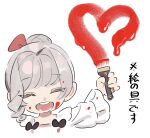  1girl child closed_eyes grey_hair hair_bun heart highres holding holding_brush open_mouth saigo_ni_hitotsu_dake_onegai_shite_mo_yoroshii_deshou_ka scarlet_el_vandimion smile solo troly_haluo upper_body 