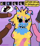 animate_inanimate anthro arm_stripes balls big_breasts black_eyes blue_body blue_fur blushcrunch_studio bodily_fluids breasts brown_body brown_penis brown_skin candy canid canine choker choker_only cloak_only cosmo_(dandy&#039;s_world) cum cum_drip cum_on_breasts dandy&#039;s_world dark_body dark_penis dark_skin dessert dripping eclipse_(dandy&#039;s_world) food food_creature fur gameplay_mechanics genital_fluids genitals group hair herm hi_res intersex intersex/intersex jewelry knot living_candy living_pinata looking_at_genitalia mammal meme mythological_canine mythological_creature mythology necklace necklace_only nipples nude nude_anthro nude_intersex penis penis_in_face pinata pink_hair red_eyes roblox sharp_teeth speech_bubble stare staring_at_penis surrounded teeth timelierg toon_(dandy&#039;s_world) werecanid werecanine werecreature werewolf yatta_(dandy&#039;s_world) yellow_body