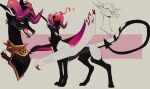  2022 black_body black_fur canid canid_demon canine canis cel_shading collar demon domestic_dog english_text female feral fur hellhound hi_res horn lucia_(smooshkin) mammal pink_eyes pink_horn shaded simple_background smooshkin solo text tongue tongue_out veilhound white_body white_fur yellow_sclera 