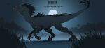 absurd_res beechcraft_king_air_200 black_body black_feathers blackwing2311 dinosaur dromaeosaurid english_text feathered_dinosaur feathered_scalie feathers feral hi_res jurassic_park light male moon moonlight night prehistoric_species reptile saurischian scalie simple_background solo text theropod universal_studios utahraptor