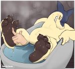  bathtub black_pawpads blue_eyes claws disembodied_hand dripping feet feet_up feral foot_fetish foot_focus fur head_turned hi_res human lying male mammal mike_(mrmellow) nintendo on_back pawpads paws pok&eacute;mon pok&eacute;mon_(species) poking poking_pawpads scrub_brush sharkysocks smile smug snickering soap_bar soles solo spread_toes tickle_torture tickling tickling_feet toe_curl toes touching_foot towel typhlosion video_games water wet wet_body wet_fur 