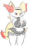  absurd_res anthro bottomwear braixen breasts cat_stockings cleavage clothed clothing female fluffy fluffy_chest fluffy_ears fluffy_tail fur hi_res legwear lhacedor looking_at_viewer maid_uniform nintendo panties pok&eacute;mon pok&eacute;mon_(species) red_eyes skirt solo stockings thick_thighs thigh_highs topwear underwear uniform video_games wide_hips yellow_body yellow_fur 