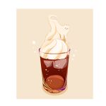  cat chai_(drawingchisanne) commentary cup food food_focus glass ice_cream no_humans original root_beer shadow signature simple_background two-tone_background whipped_cream white_cat 