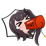  >_< 1girl architect_(girls'_frontline) black_hair blush chibi closed_eyes commentary dynamite english_commentary explosive girls'_frontline hair_ornament lit_fuse long_hair mouth_hold one_side_up sangvis_ferri simple_background solo tears tnt upper_body v-shaped_eyebrows white_background yuga_pratama 