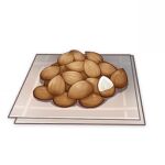  artist_request commentary english_commentary food food_focus game_cg genshin_impact ingredients lowres napkin no_humans nut_(food) official_art seed still_life third-party_source transparent_background 