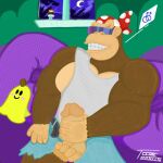  anthro ape balls bandanna breasts clothed clothing digital_media_(artwork) donkey_kong_(series) erection eyewear funky_kong fur genitals gorilla haplorhine kerchief male mammal muscular muscular_male nintendo pecs penis primate signature smile solo sunglasses toonmansion video_games 