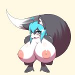  all_fours anthro areola bent_over big_breasts blush breasts canid canine canis doggystyle domestic_dog female fluffy fluffy_ears fluffy_tail from_behind_position hanul hi_res huge_breasts kneeling looking_at_viewer lranshin mammal nipples sex tongue 