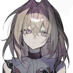  1girl artist_request bang_dream! bang_dream!_it's_mygo!!!!! blonde_hair chinese_commentary closed_mouth commentary_request commission doloris_(bang_dream!) earrings expressionless hair_between_eyes hair_intakes highres jewelry looking_at_viewer medium_hair misumi_uika purple_eyes second-party_source simple_background solo upper_body white_background 