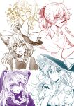  1girl absurdres alternate_costume blush bow braid character_doll chinese_commentary closed_eyes closed_mouth collared_shirt commentary_request curiosities_of_lotus_asia doll embodiment_of_scarlet_devil forbidden_scrollery gloves hair_bow hat hat_bow highres hitte5416 jacket kirisame_marisa long_hair multiple_views official_alternate_costume open_mouth shirt side_braid single_braid smile star_(symbol) sweatdrop touhou witch_hat wrist_cuffs 