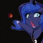  1:1 absurd_res blood_moon blue_eyes equid equine female friendship_is_magic gesture hasbro hi_res horn mammal my_little_pony open_mouth pointing princess_luna_(mlp) solo two_soyjaks_pointing unicorn witchtaunter wojak 