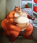  2022 absurd_res anthro appliance belly big_belly butterflux canid canine clothing disney fox fridge hi_res humanoid_hands kitchen_appliance male mammal nick_wilde obese obese_male orange_body overweight overweight_male shirt solo topwear underwear zootopia 