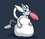  anal anal_vore anthro blue_blush blush bulging_stomach cheek_bulge eeveelution fur grey_tail group isavornygirl moki_(species) nintendo oral_vore ori ori_and_the_blind_forest pink_tail pok&eacute;mon trio video_games vore white_body white_fur white_tail 