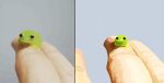  2022 ambiguous_focus ambiguous_gender amphibian animated blinking duo feral feral_focus frog green_body grey_background human keke_(artist) looking_at_viewer mammal simple_background solo_focus 
