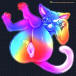  2022 anthro anus breasts butt domestic_cat feet felid feline felis female genitals hi_res mammal multicolored_body nipples nude pukemilked pussy rainbow_(sadflowerhappy) sadflowerhappy thick_thighs 