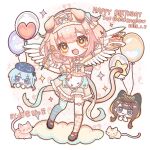  +_+ 1boy 2girls :3 :d absurdres animal_ears arknights asymmetrical_legwear balloon blue_eyes blue_hair blue_thighhighs bow braid brown_hair cake cat cat_ears cat_girl cat_tail checkered_clothes checkered_legwear checkered_socks checkered_thighhighs chibi chibi_inset chinese_commentary chuntangmo_no_shou closed_mouth commentary_request creator_connection dated food fork frilled_hairband frills goldenglow_(arknights) hairband happy_birthday highres holding holding_fork holding_plate kneehighs long_hair making-of_available mismatched_legwear mizuki_(arknights) multiple_girls open_mouth pepe_(arknights) pink_cat pink_eyes pink_hair pink_socks plate procreate_(medium) short_sleeves side_braid single_braid single_kneehigh single_sock single_thighhigh smile socks tail thighhighs variant_set white_wings wings yellow_cat yellow_eyes 